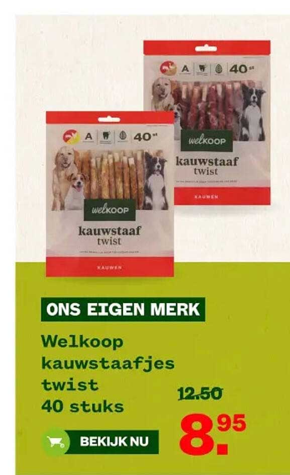 Welkoop kauwstaafjes twist 40 stuks