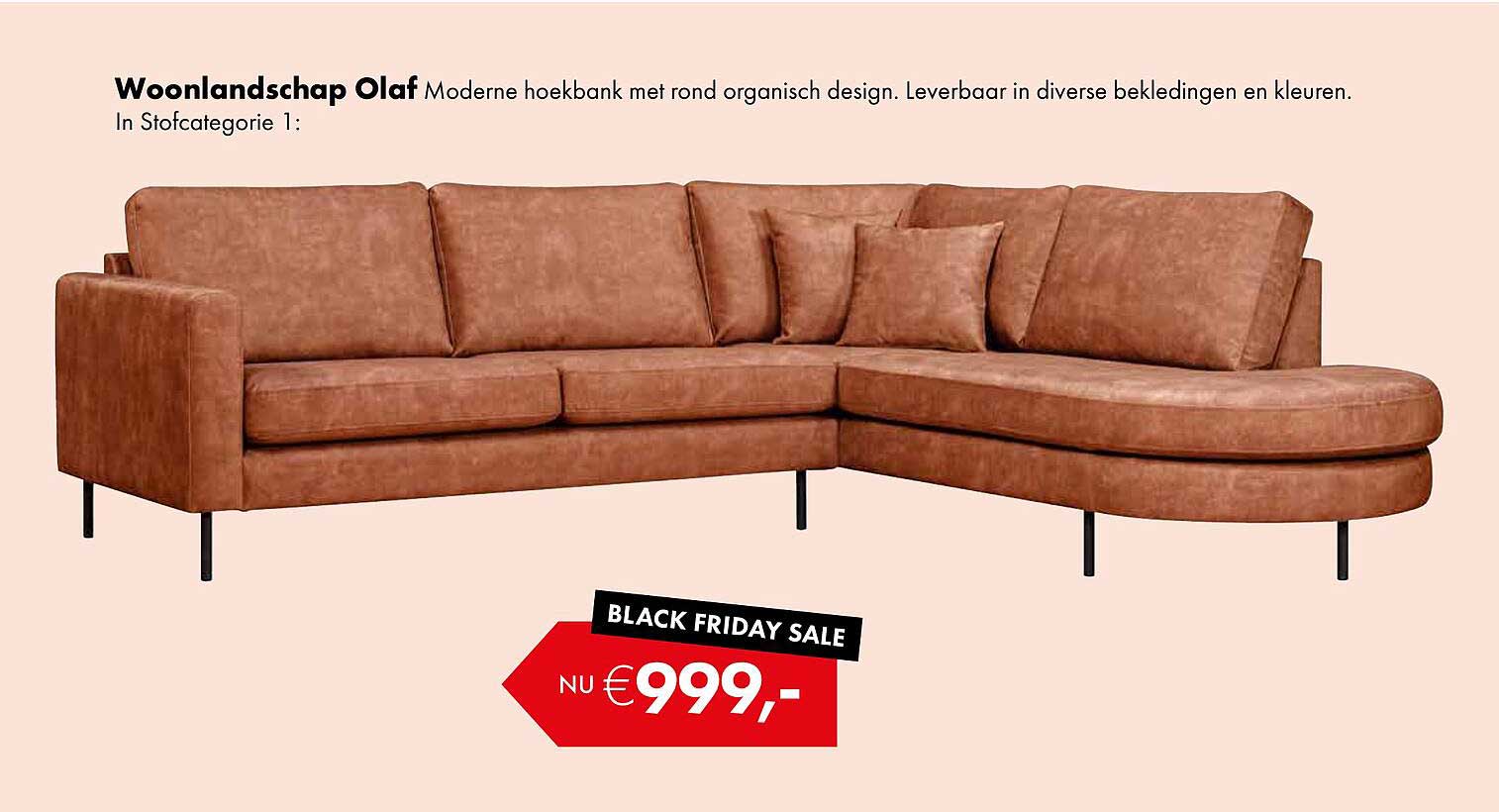 Woonlandschap Olaf Moderne hoekbank met rond organisch design.