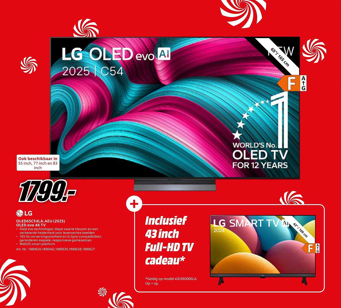 LG OLED evo AI (2025) C54 incl. 43 inch Full-HD TV cadeau