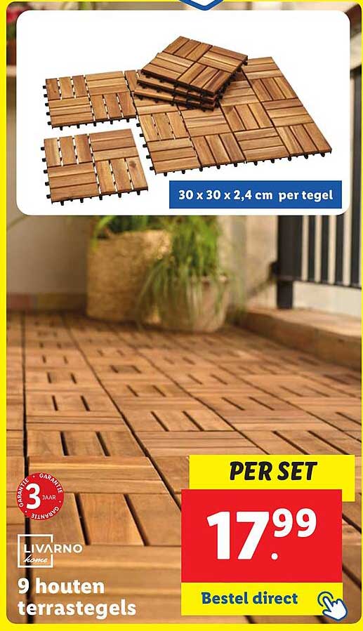 9 houten terrastegels