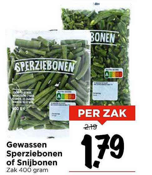 Gewassen Sperziebonen of Snijbonen