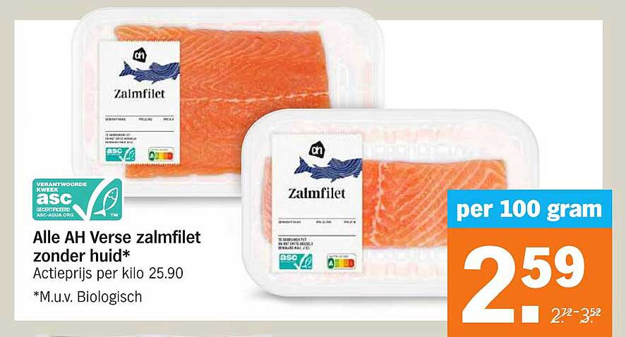 Alle AH Verse zalmfilet zonder huid*