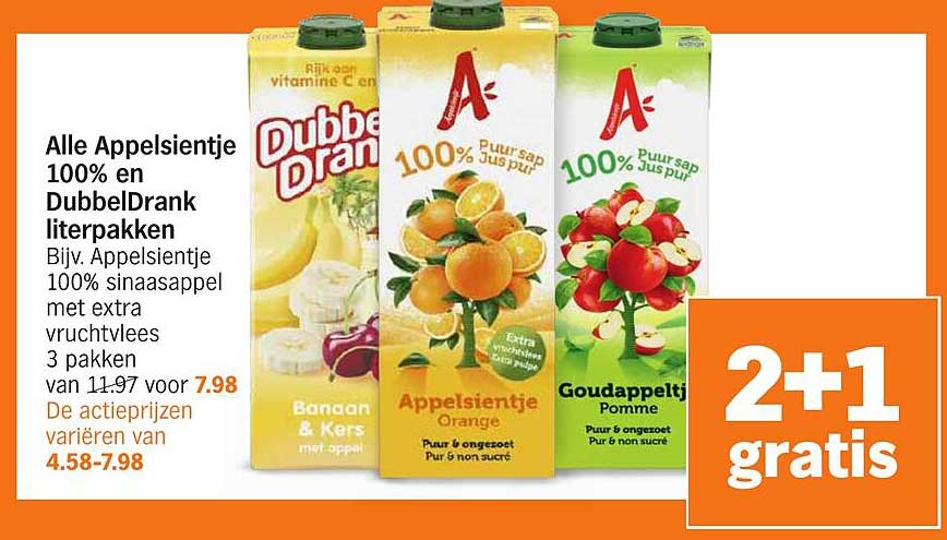Alle Appelsientje 100% en DubbelDrank literpakken