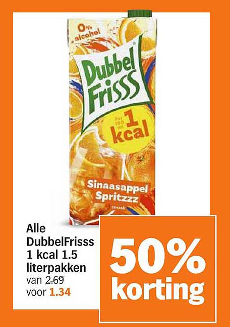 Alle DubbelFrisss 1 kcal 1.5 literpakken