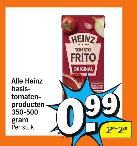 Alle Heinz basis-tomatenproducten 350-500 gram