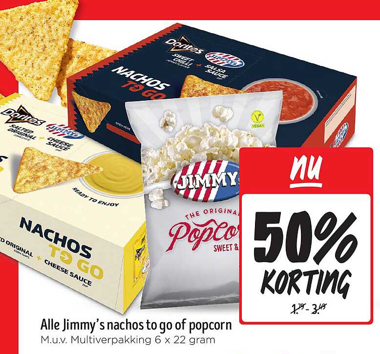 Alle Jimmy's nachos to go of popcorn