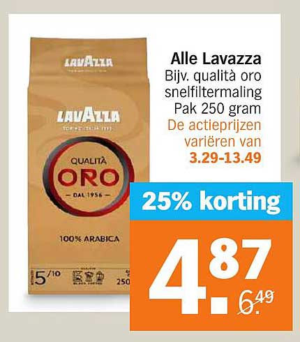 Alle Lavazza Bijv. qualità oro snelfiltermalings Pak 250 gram