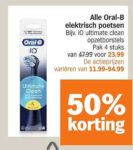 Alle Oral-B elektrisch poetsen Bijv. iO ultimate clean opzetborstels Pak 4 stuks
