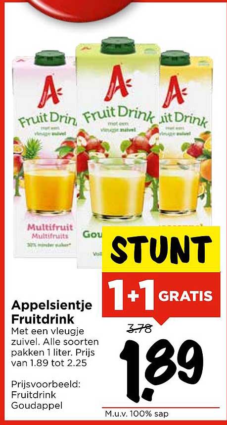 Appelsientje Fruitdrink 1+1 Gratis