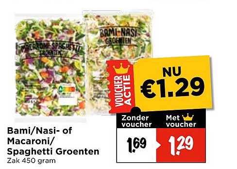 Bami/Nasi- of Macaroni/ Spaghetti Groenten