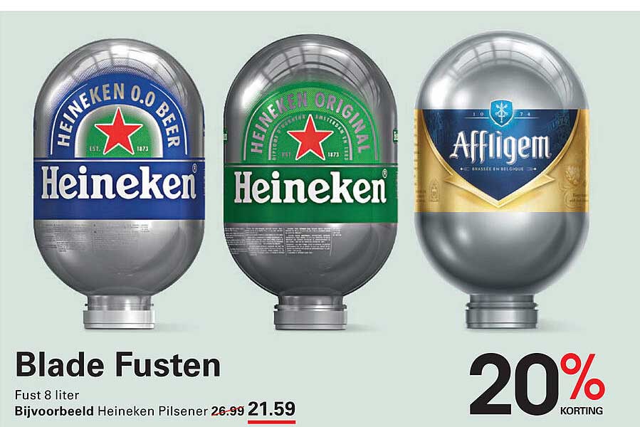 Blade Fusten 8 liter, Heineken en Affligem