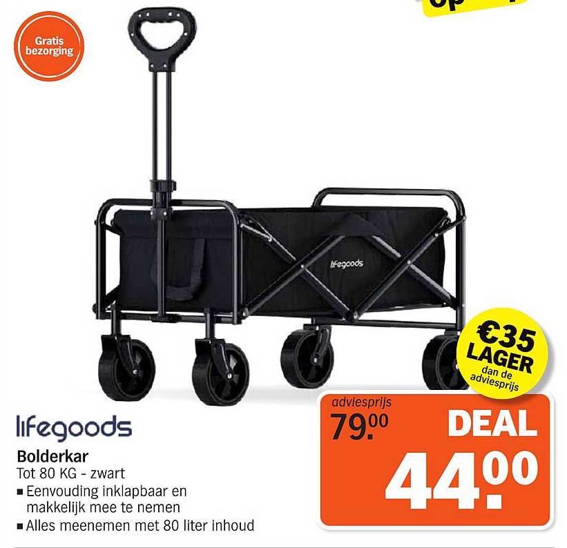 Bolderkar Tot 80 KG - zwart