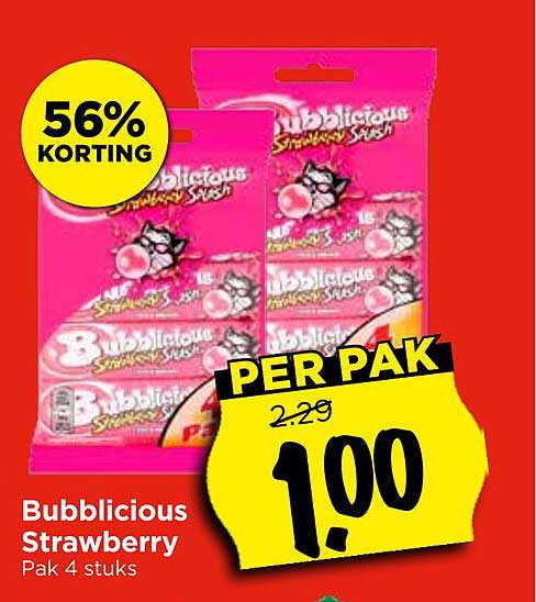 Bubblicious Strawberry Pak 4 stuks