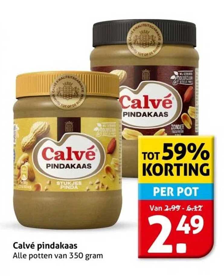 Calvé pindakaas Alle potten van 350 gram