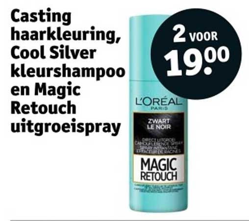 Casting haarkleuring, Cool Silver kleurshampoo en Magic Retouch uitgroeispray