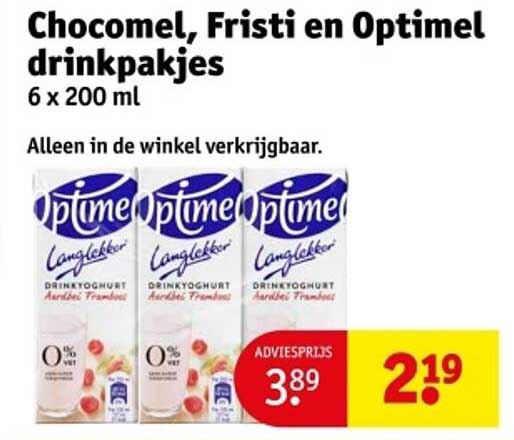 Chocomel, Fristi en Optimel drinkpakjes 6 x 200 ml