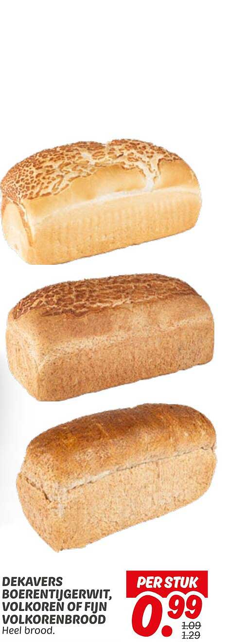 DEKAVERS BOERENTUGERWIT, VOLKOREN OF FIJN VOLKORENBROOD