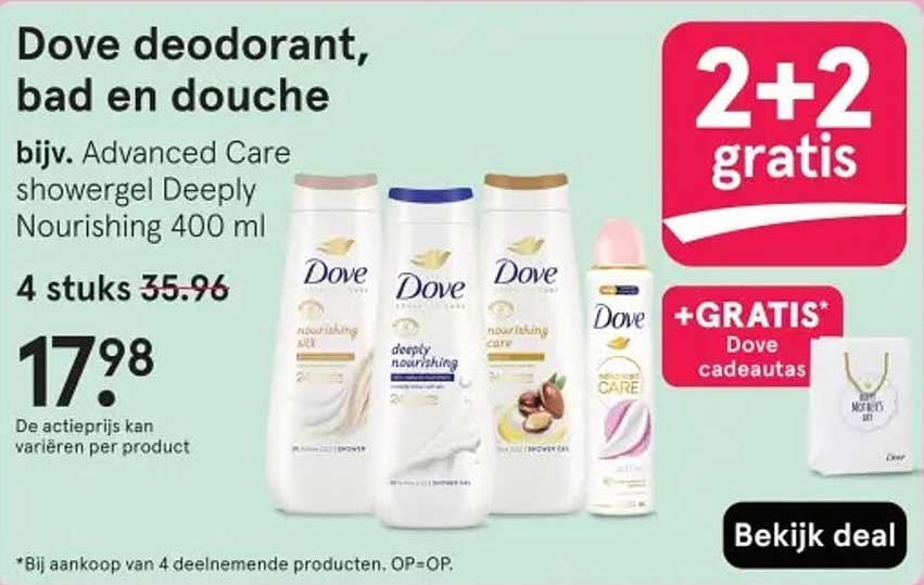 Dove deodorant, bad en douche