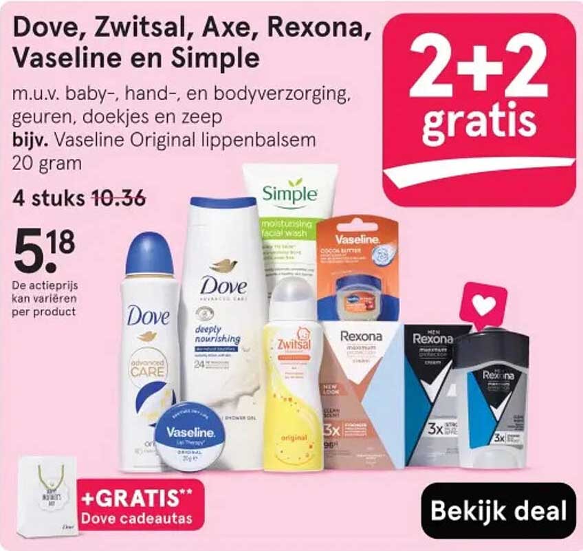 Dove, Zwitsal, Axe, Rexona, Vaseline en Simple