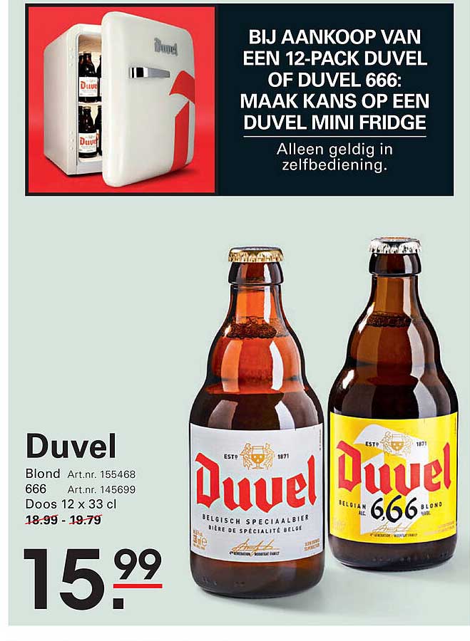 Duvel 12-pack aanbieding met kans op Duvel mini fridge