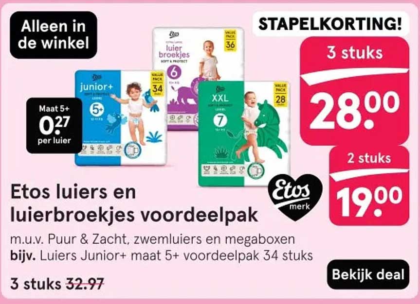 Etos luiers en luierbroekjes voordeelpak