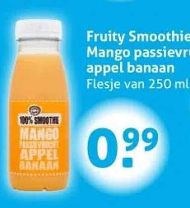 Fruity Smoothie Mango passievruit appel banaan Flesje van 250 ml