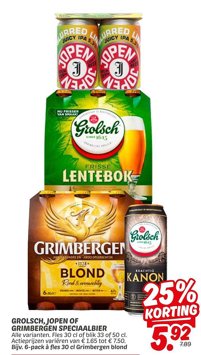 Grolsch, Jopen of Grimbergen Speciaalbier
