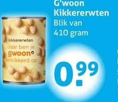 G'woon Kikkererwten Blik van 410 gram