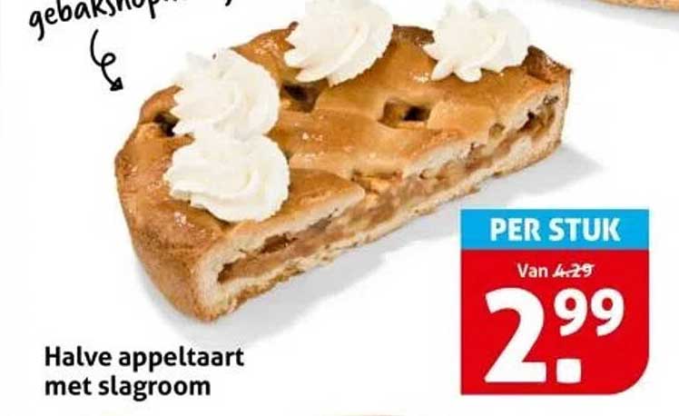 Halve appeltaart met slagroom
