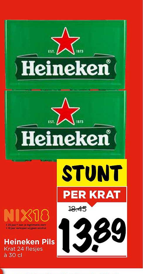 Heineken Pils Krat 24 flesjes à 30 cl