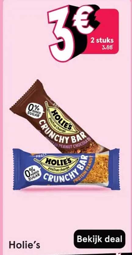Holie's Crunchy Bar 2 stuks voor 3€