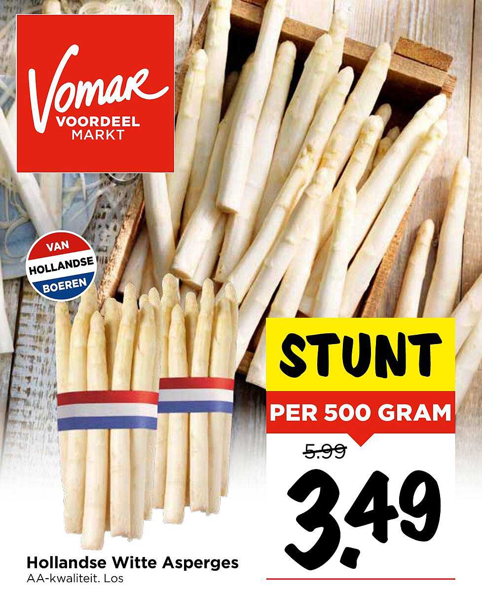Hollandse Witte Asperges AA-kwaliteit. Los