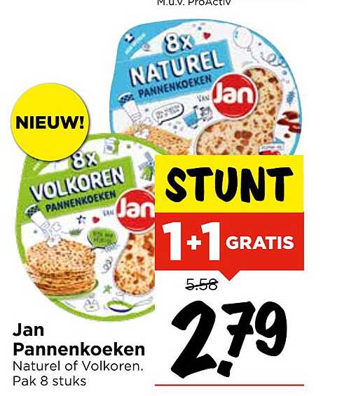 Jan Pannenkoeken Naturel of Volkoren. Pak 8 stuks