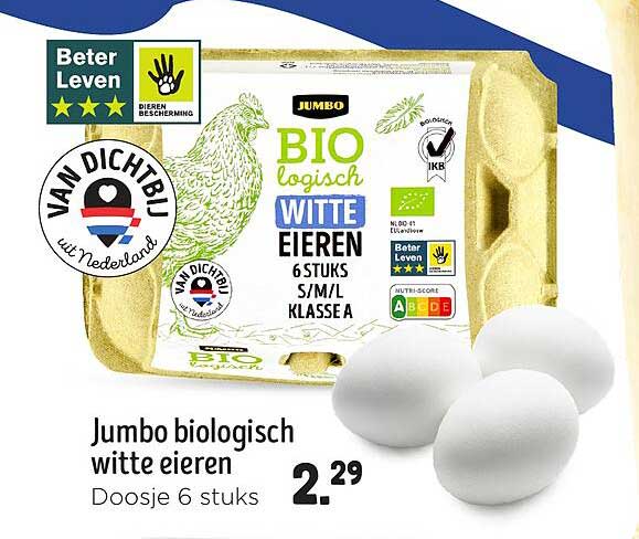 Jumbo biologisch witte eieren