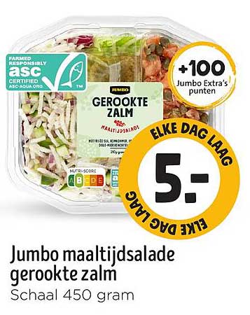 Jumbo maaltijdsalade gerookte zalm schaal 450 gram
