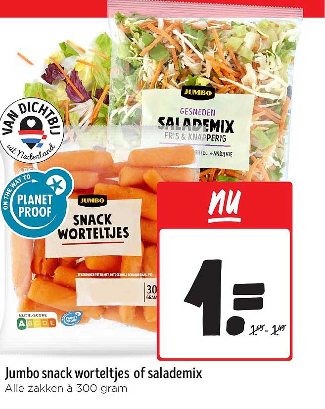 Jumbo snack worteltjes of salade mix