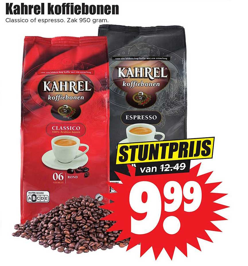 Kahrel koffiebonen Classico of espresso. Zak 950 gram.