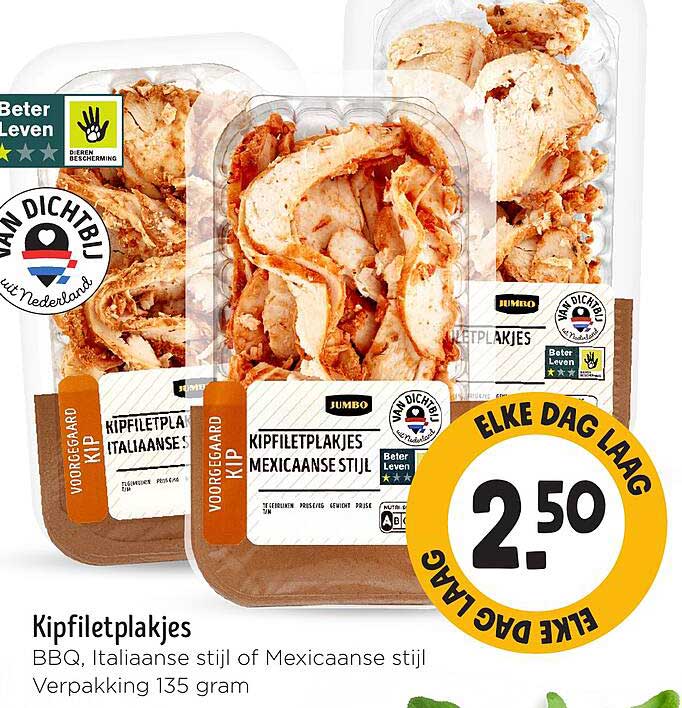 Kipfiletplakjes BBQ, Italiaanse stijl of Mexicaanse stijl