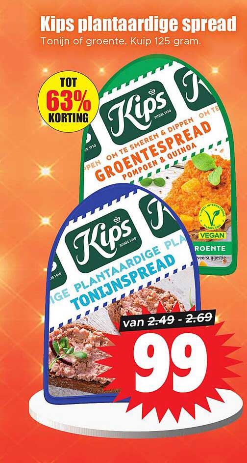 Kips plaatstaarige spread