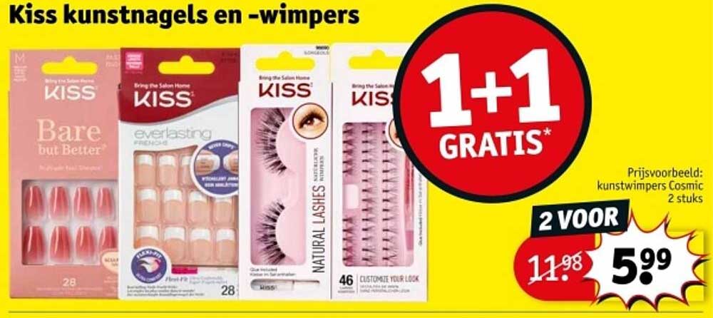 Kiss kunstnagels en -wimpers 1+1 gratis