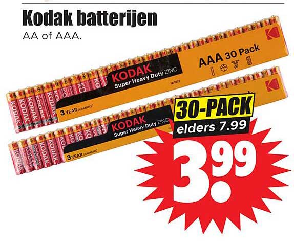 Kodak batterijen AA of AAA