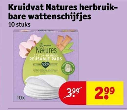 Kruidvat Natures herbruikbare wattenschijfjes 10 stuks