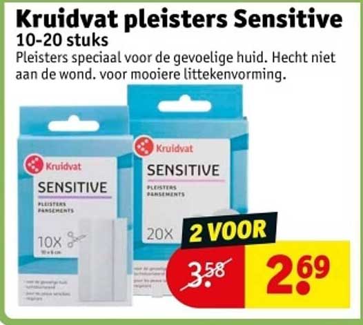 Kruidvat pleisters Sensitive 10-20 stuks