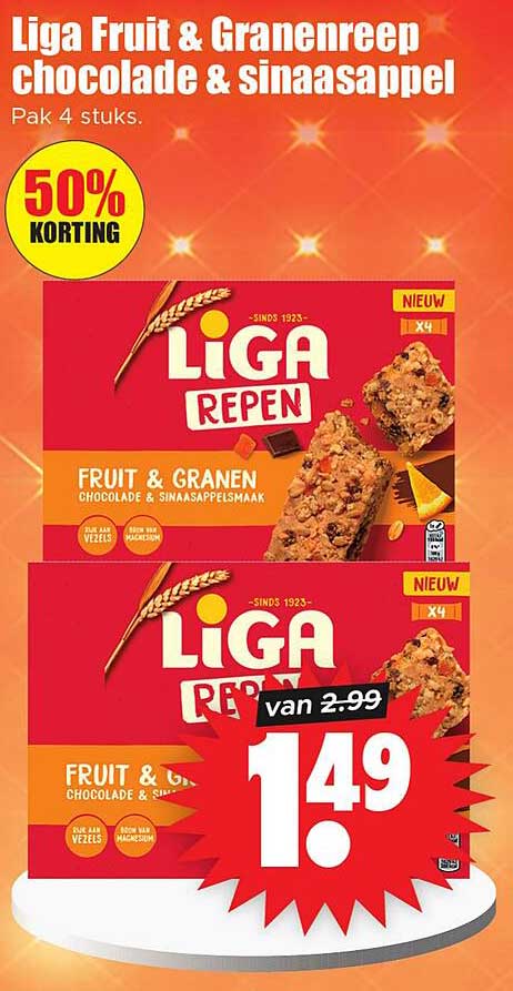 Liga Fruit & Granenreep chocolade & sinaasappel