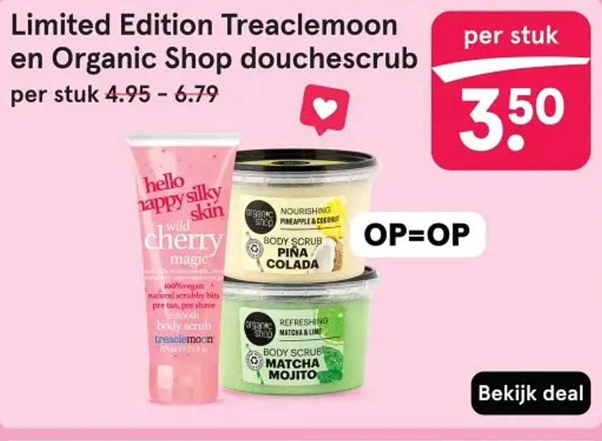 Limited Edition Treaclemoon en Organic Shop douchescrub