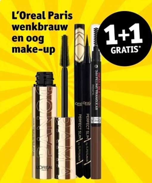 L’Oreal Paris wenkbrauw en oog make-up 1+1 GRATIS