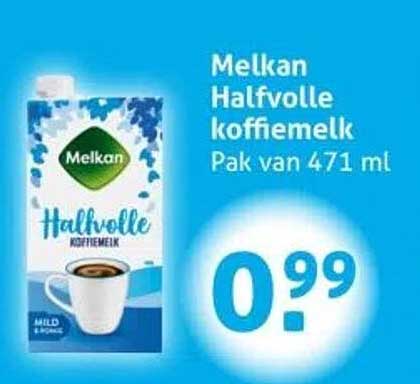 Melkan Halfvolle koffiemelk Pak van 471 ml