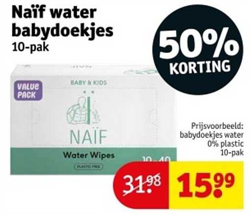 Naïf water babydoekjes 10-pak
