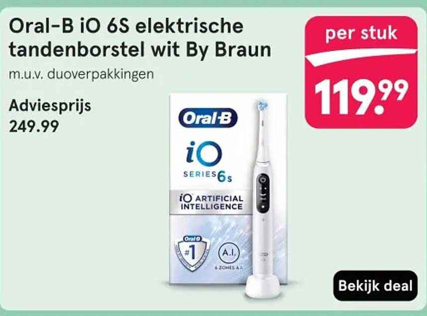 Oral-B iO 6S elektrische tandenborstel wit By Braun