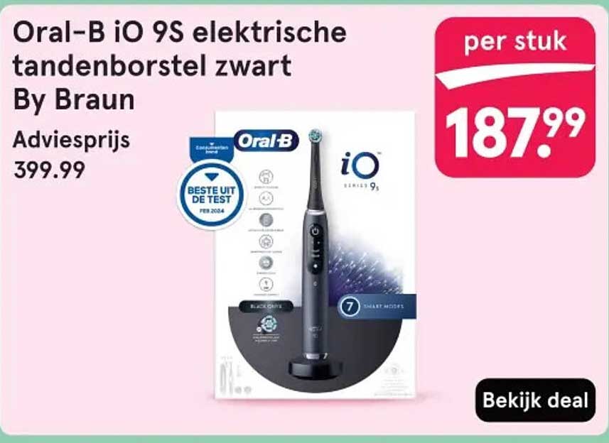 Oral-B iO 9S elektrische tandenborstel zwart By Braun